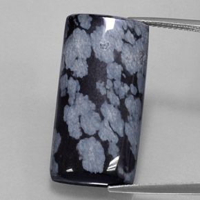 Obsidiana floco de neve preto natural 15,68ct, baguete, opaco
