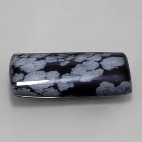 Obsidiana floco de neve preto natural 15,68ct, baguete, opaco