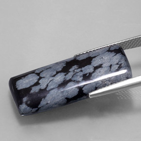 Obsidiana floco de neve preto natural 15,68ct, baguete, opaco