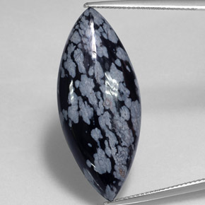 Obsidiana floco de neve preto natural 19,75ct, marquise, opaco