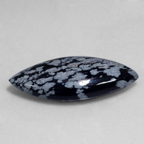 Obsidiana floco de neve preto natural 19,75ct, marquise, opaco