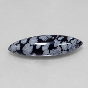 Obsidiana floco de neve preto natural 6,42ct, marquise, opaco
