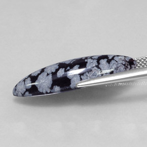 Obsidiana floco de neve preto natural 6,42ct, marquise, opaco