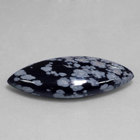 Obsidiana floco de neve preto natural 19,40ct, marquise, opaco
