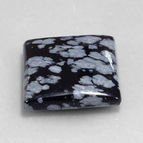 Obsidiana floco de neve preto natural 20,90ct, quadrado, opaco