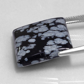 Obsidiana floco de neve preto natural 20,90ct, quadrado, opaco