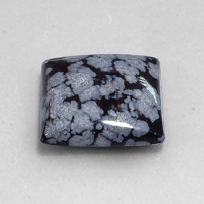Obsidiana floco de neve preto natural 19,17ct, quadrado, opaco