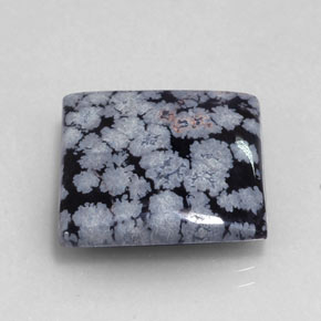 Obsidiana floco de neve preto natural 16,12ct, quadrado, opaco