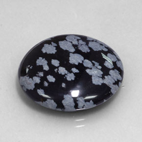 Obsidiana floco de neve preto natural 24,99ct, corte redondo, opaco