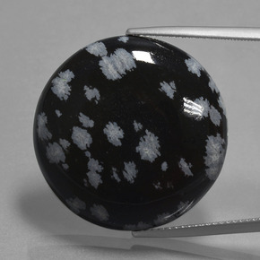 Obsidiana floco de neve preto e branco natural 26,06ct, corte redondo, opaco