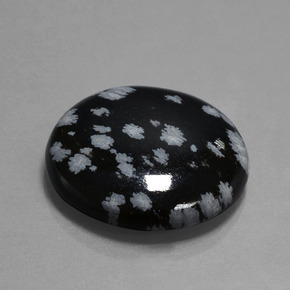 Obsidiana floco de neve preto e branco natural 26,06ct, corte redondo, opaco