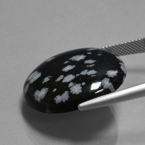 Obsidiana floco de neve preto e branco natural 26,06ct, corte redondo, opaco