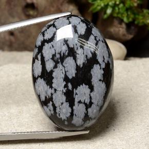 Obsidiana Floco de Neve Floco de neve Natural 36.23ct, Corte Oval, Opaco