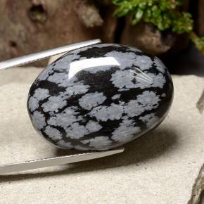 Obsidiana Floco de Neve Floco de neve Natural 36.23ct, Corte Oval, Opaco