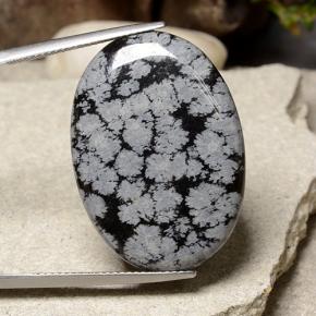 Obsidiana Floco de Neve Floco de neve Natural 21.09ct, Corte Oval, Opaco