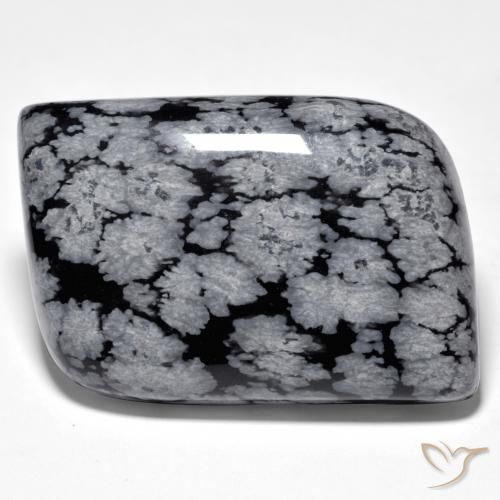 38.10ct Natural cinza-branco preto Obsidiana Floco de Neve, Chique, Opaco