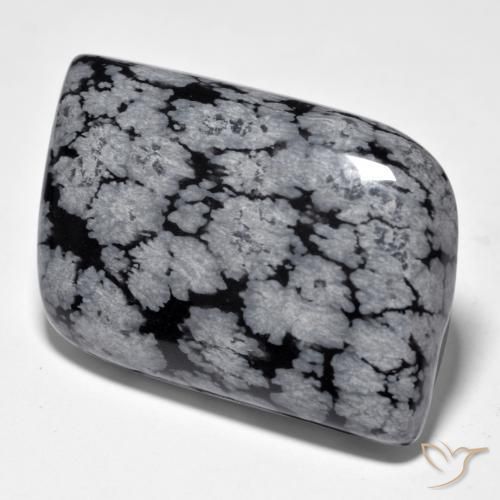 Obsidiana Floco de Neve cinza-branco preto Natural 38.10ct, Chique, Opaco