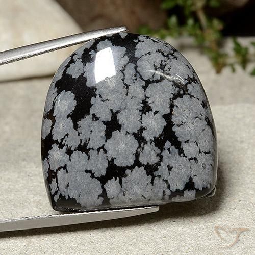 37.14ct Natural cinza-branco preto Obsidiana Floco de Neve, Chique, Opaco