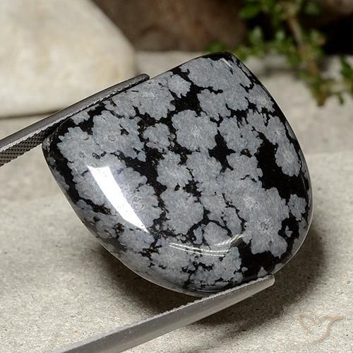 Obsidiana Floco de Neve cinza-branco preto Natural 37.14ct, Chique, Opaco