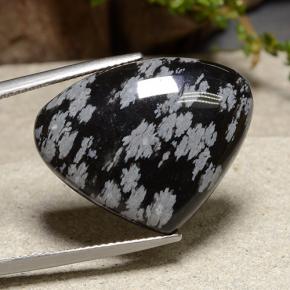 Obsidiana floco de neve multicolorido natural 19,39ct, formato de pêra, opaco