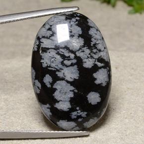 Obsidiana Floco de Neve Floco de neve Natural 18.62ct, Corte Oval, Opaco