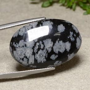 Obsidiana Floco de Neve Floco de neve Natural 18.62ct, Corte Oval, Opaco