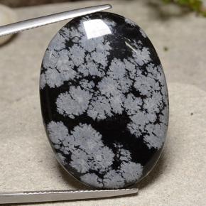 Obsidiana Floco de Neve Floco de neve Natural 23.19ct, Corte Oval, Opaco