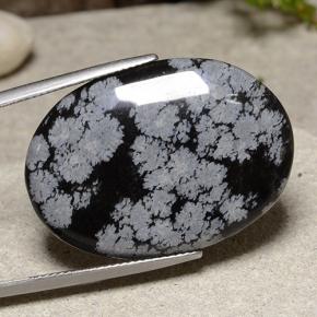 Obsidiana Floco de Neve Floco de neve Natural 23.19ct, Corte Oval, Opaco