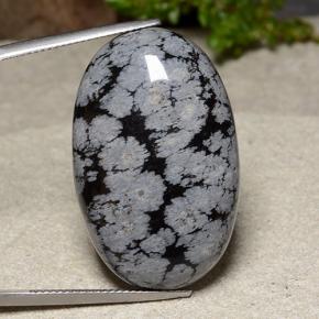 Obsidiana floco de neve multicolorido natural 39,18ct, corte oval, opaco