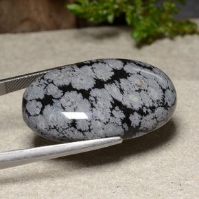 Obsidiana floco de neve multicolorido natural 39,18ct, corte oval, opaco