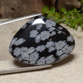 Obsidiana floco de neve multicolorido natural 26,08ct, formato de pêra, opaco