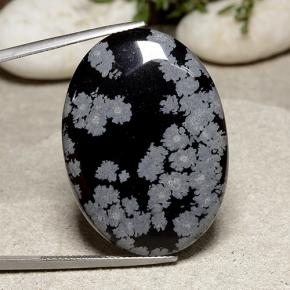 Obsidiana Floco de Neve Floco de neve Natural 33.64ct, Corte Oval, Opaco