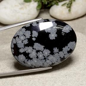 Obsidiana Floco de Neve Floco de neve Natural 33.64ct, Corte Oval, Opaco