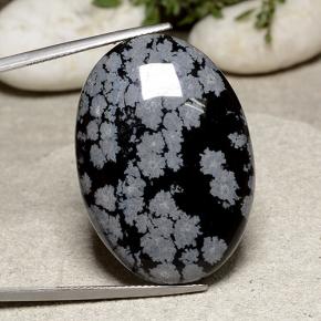 Obsidiana Floco de Neve Multicolorido Natural 41.15ct, Corte Oval, Opaco