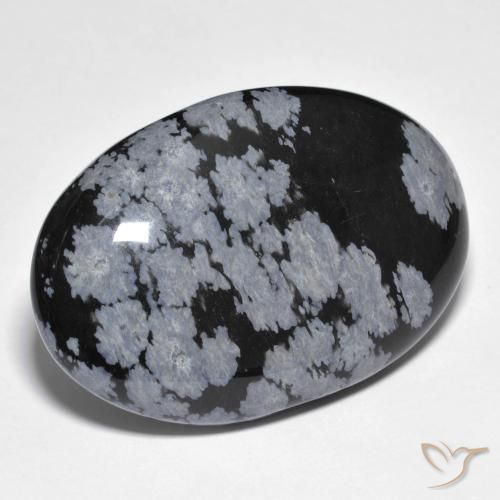Obsidiana Floco de Neve cinza-branco preto Natural 39.01ct, oval, Opaco