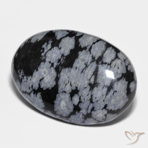 Obsidiana Floco de Neve cinza-branco preto Natural 32.04ct, oval, Opaco