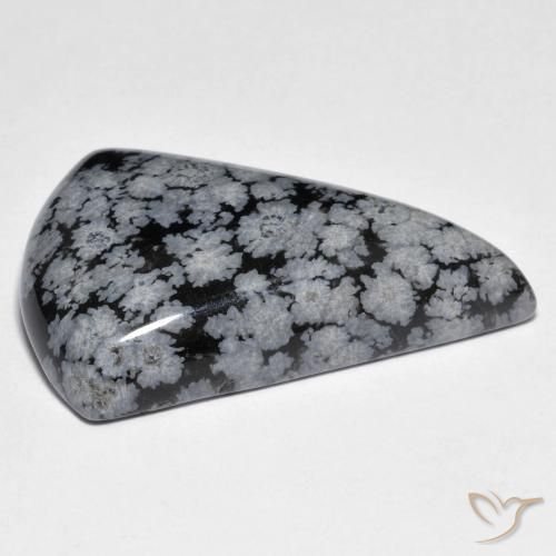 Obsidiana Floco de Neve cinza-branco preto Natural 28.63ct, Formato de pêra, Opaco