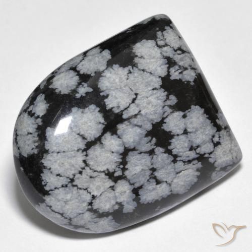 Obsidiana Floco de Neve cinza-branco preto Natural 29.59ct, Chique, Opaco
