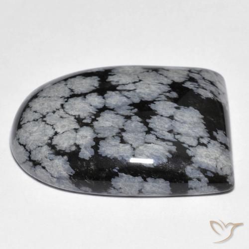 Obsidiana Floco de Neve cinza-branco preto Natural 29.59ct, Chique, Opaco