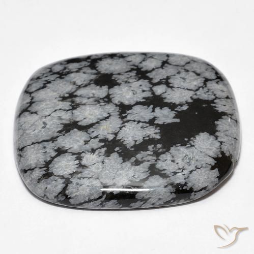 Obsidiana Floco de Neve cinza-branco preto Natural 30.19ct, Almofada, Opaco