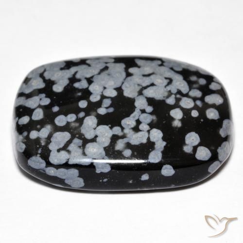 Obsidiana Floco de Neve cinza-branco preto Natural 25.43ct, Almofada, Opaco