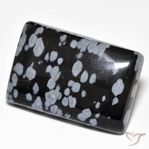 Obsidiana Floco de Neve cinza-branco preto Natural 28.40ct, baguete, Opaco