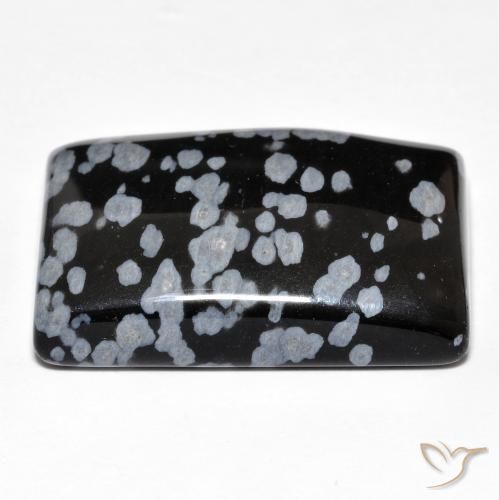 Obsidiana Floco de Neve cinza-branco preto Natural 28.40ct, baguete, Opaco