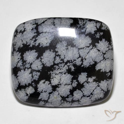 27.93ct Natural cinza-branco preto Obsidiana Floco de Neve, Almofada, Opaco
