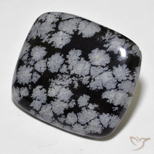 Obsidiana Floco de Neve cinza-branco preto Natural 27.93ct, Almofada, Opaco