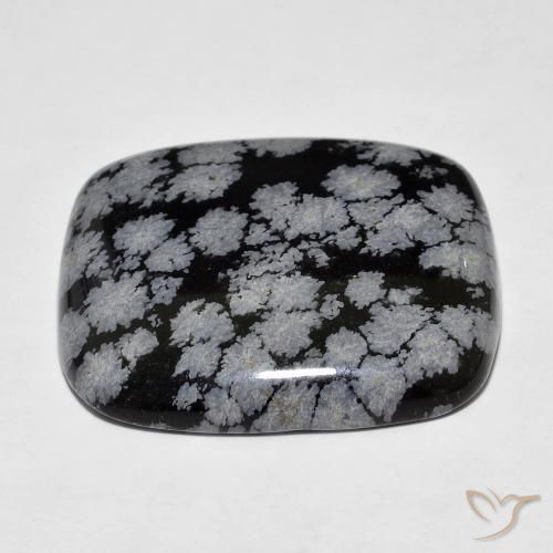 Obsidiana Floco de Neve cinza-branco preto Natural 27.93ct, Almofada, Opaco