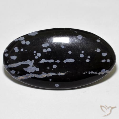 27.61ct Natural cinza-branco preto Obsidiana Floco de Neve, oval, Opaco
