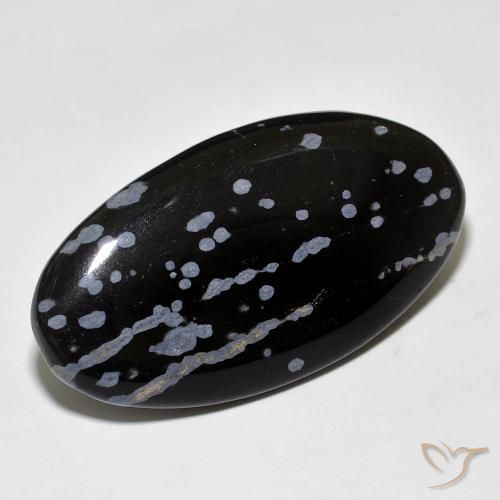 Obsidiana Floco de Neve cinza-branco preto Natural 27.61ct, oval, Opaco
