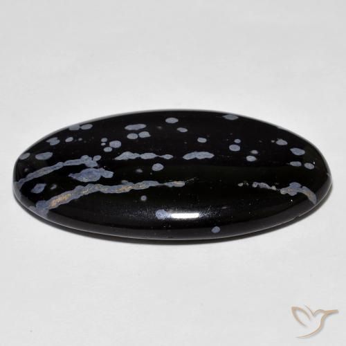 Obsidiana Floco de Neve cinza-branco preto Natural 27.61ct, oval, Opaco