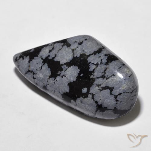 Obsidiana Floco de Neve cinza-branco preto Natural 20.43ct, Chique, Opaco